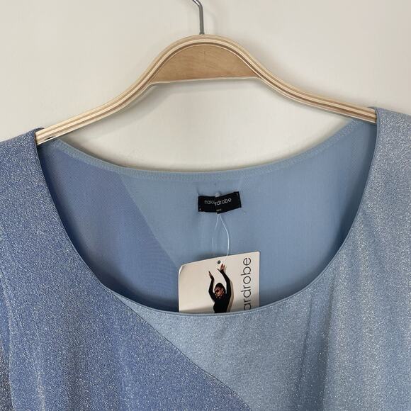 Naked Wardrobe Shimmer Crop Top Size 3X Blue Metallic Shiny Going Out Party - Picture 4 of 9